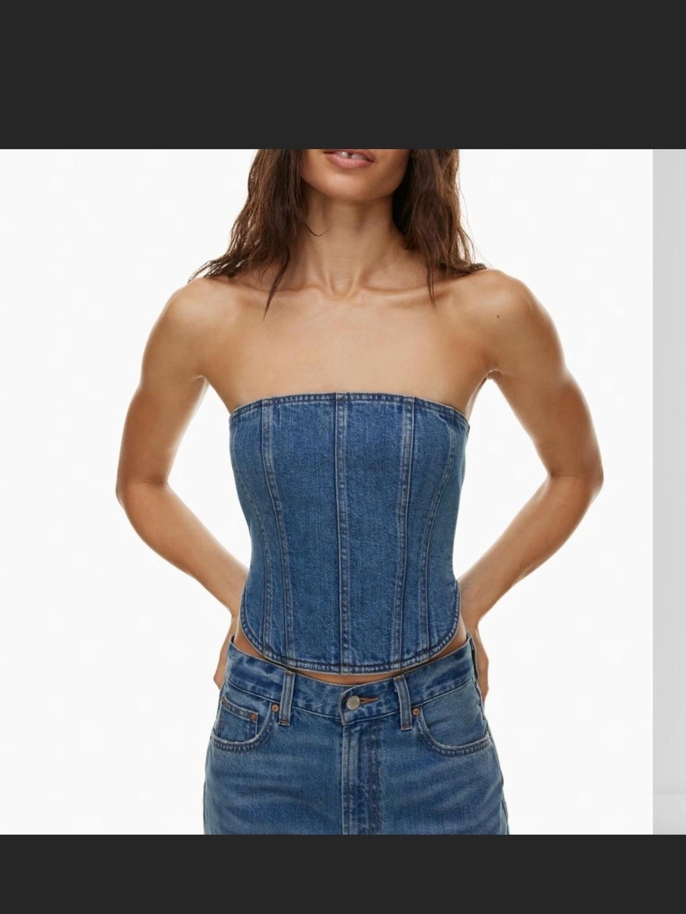 Aritzia Strapless Denim Corset Top in Blue